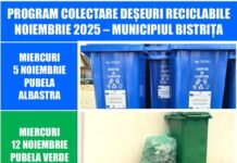 Programul de colectare a deșeurilor reciclabile în municipiul Bistrița și localitățile componente – Noiembrie 2025