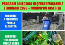 Programul colectării deșeurilor reciclabile în Bistrița, în luna februarie 2026