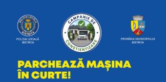 Primăria Bistrița lansează campania „Parchează-ți mașina în curte!”. Poliția Locală atrage atenția asupra parcărilor neregulamentare