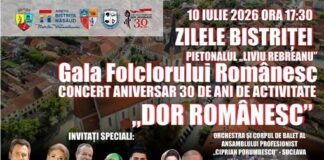Gala Folclorului Românesc, eveniment aniversar dedicat celor 30 de ani ai Ansamblului „Dor Românesc”, la Zilele Bistriței 2026