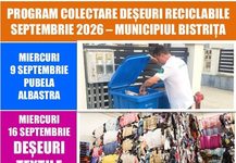 Programul de colectare a deșeurilor reciclabile în Bistrița, în septembrie 2026. Când se ridică textilele