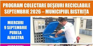 Programul de colectare a deșeurilor reciclabile în Bistrița, în septembrie 2026. Când se ridică textilele