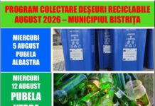 ADI Deșeuri Bistrița-Năsăud a publicat calendarul colectării selective pentru luna august. Când se ridică fiecare pubelă în Bistrița